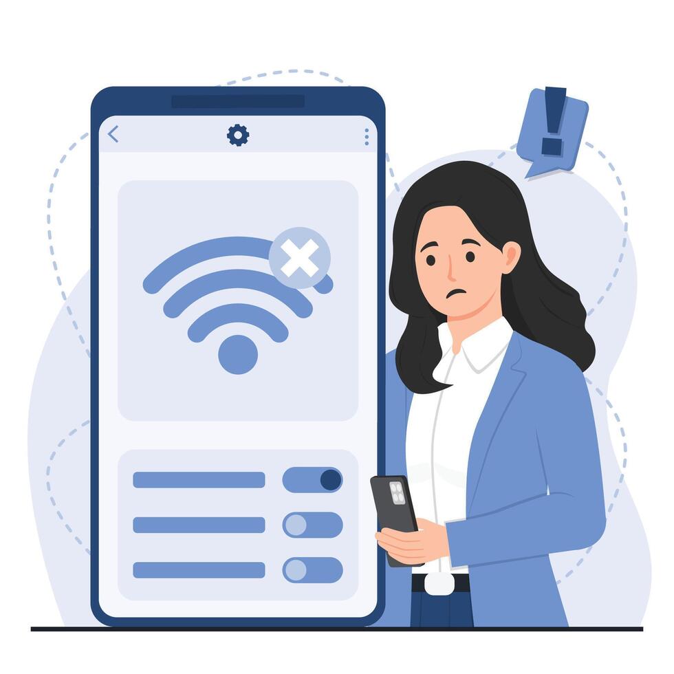 visualizing internet outage, lost connection, and troubleshooting network problems. vector