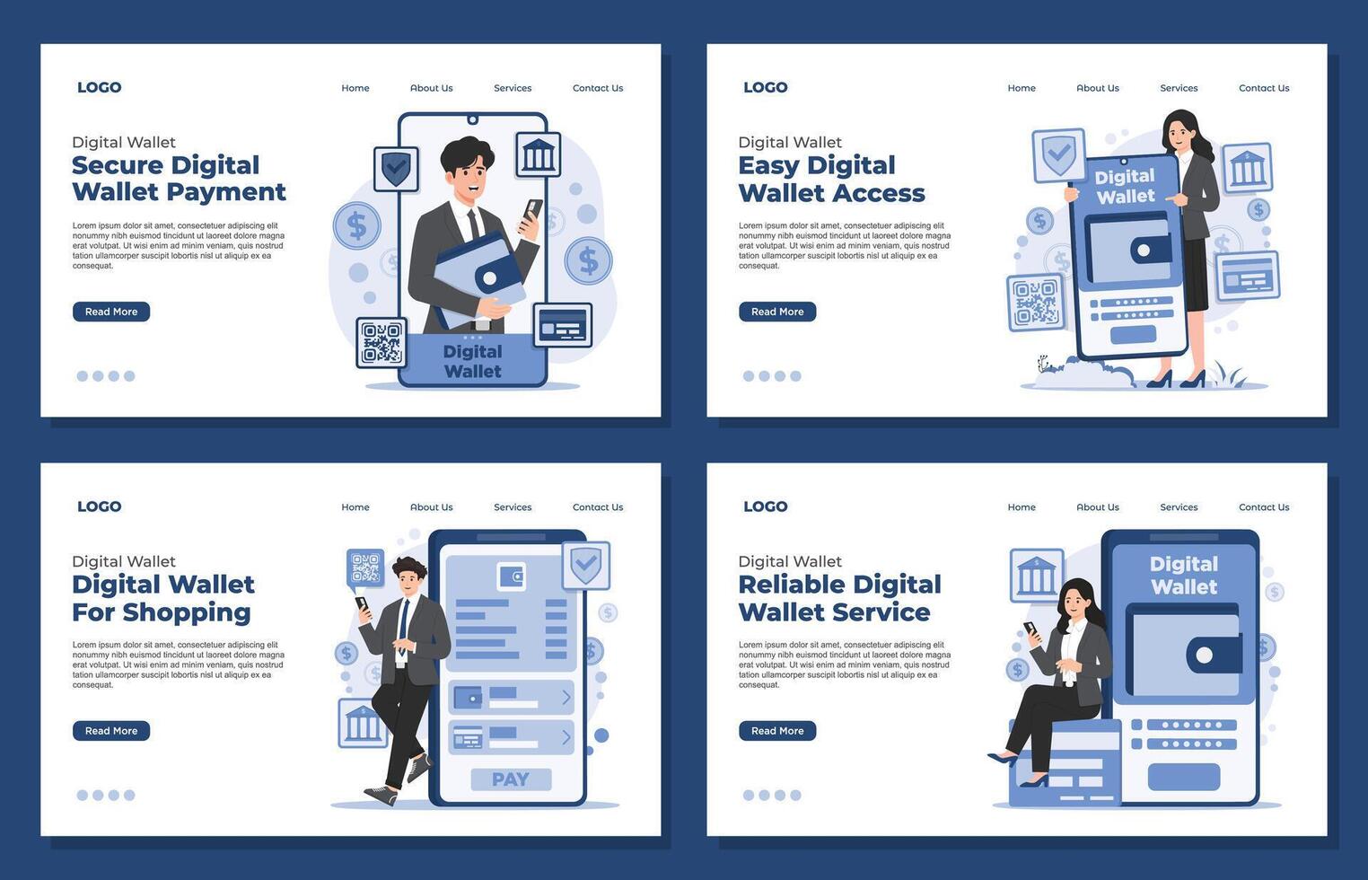 Flat design concept for web banners and digital wallet fintech concept ewallet banking vector