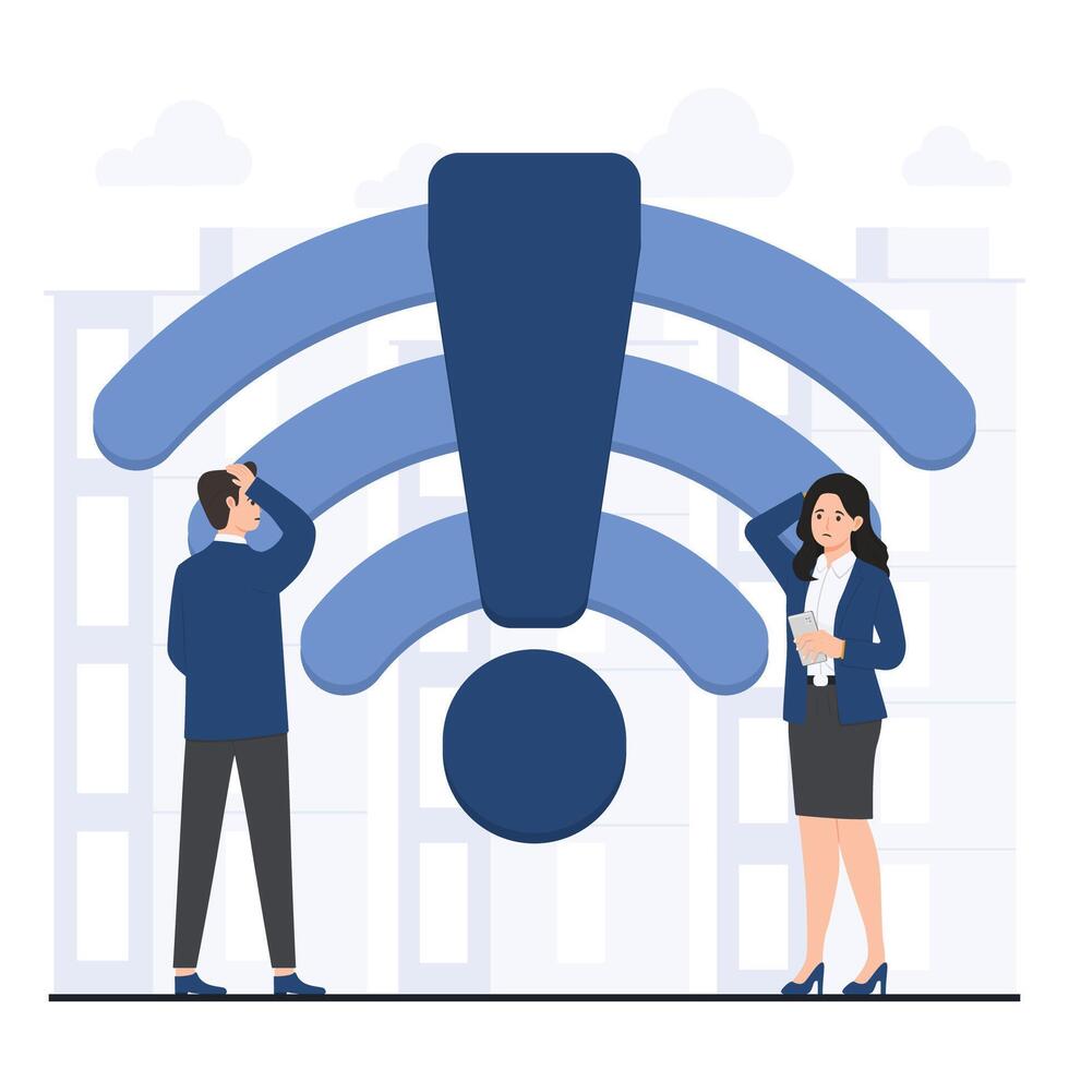 representing no connection issues, including WiFi errors, slow internet, and network instability. vector