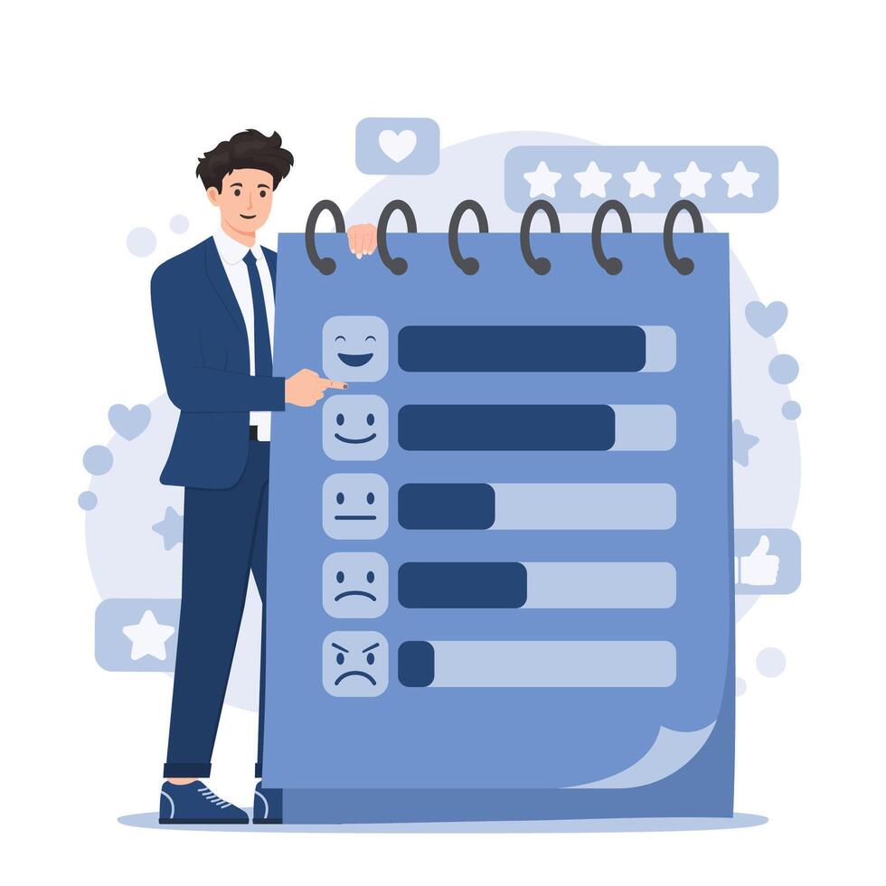 customer survey and online survey concept feedback and business insights forms market research vector