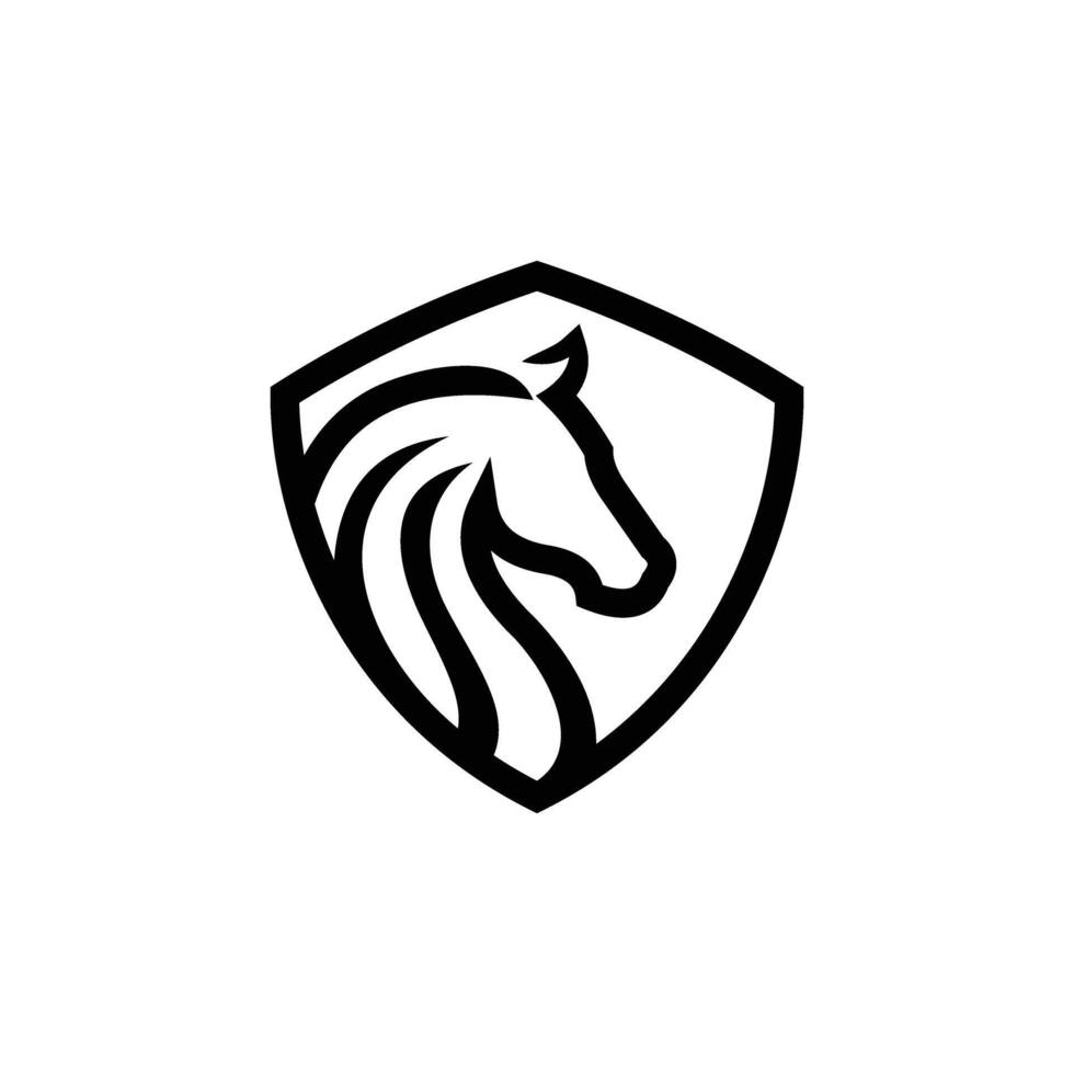 horse line inside the shield vector