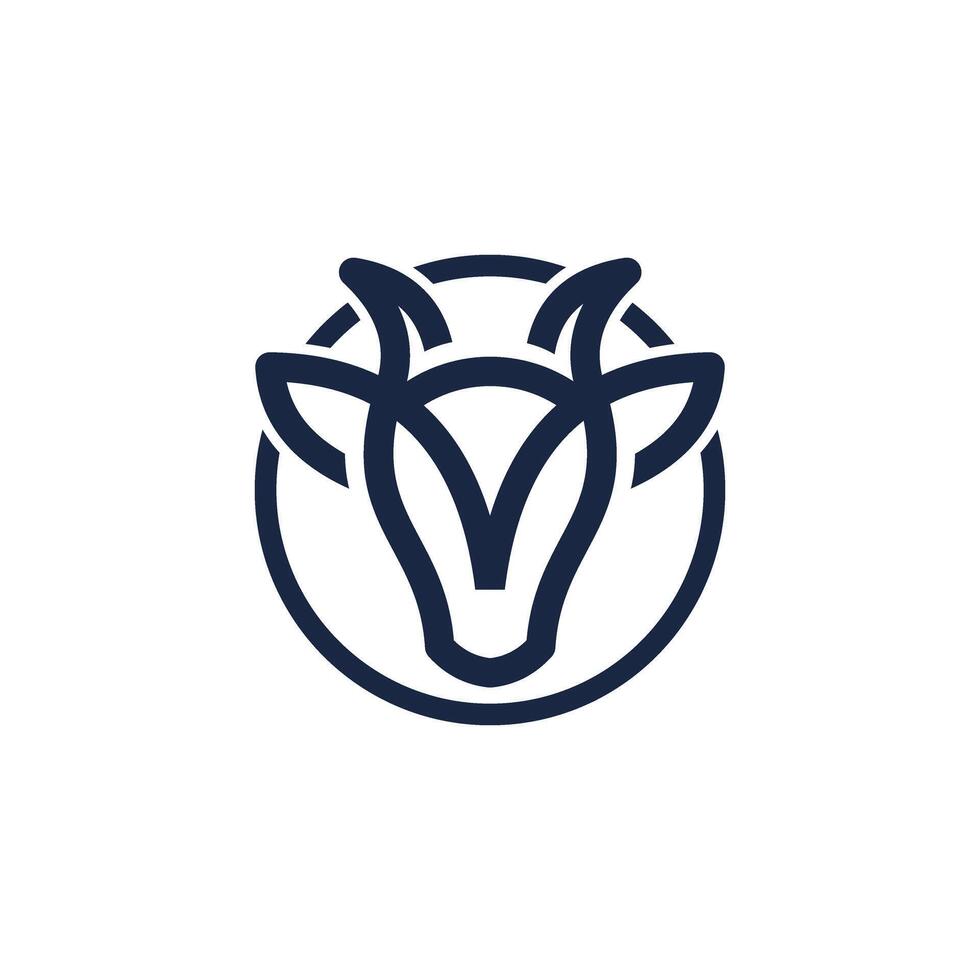 line art goat head logo vector