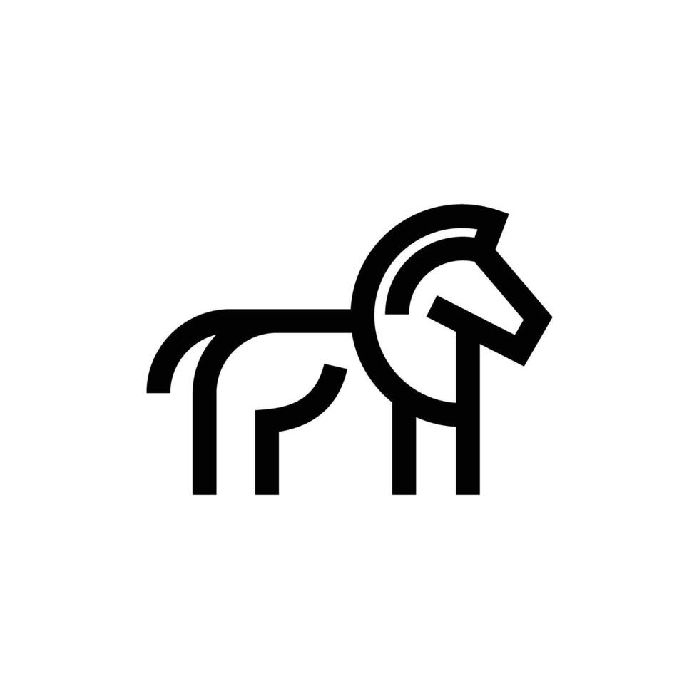 iconic line art horse logo vector