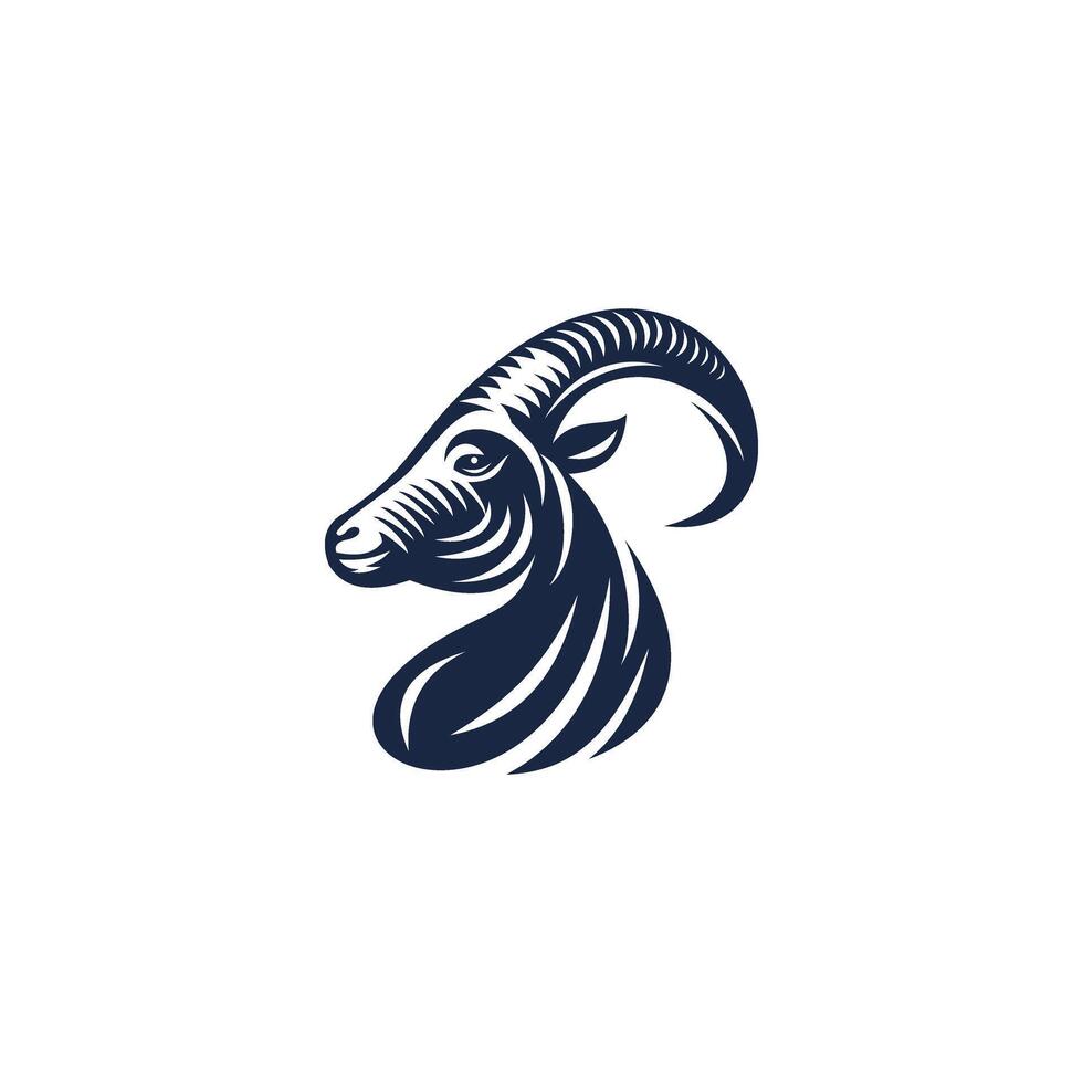 head goat side view drawing art logo design inspiration vector