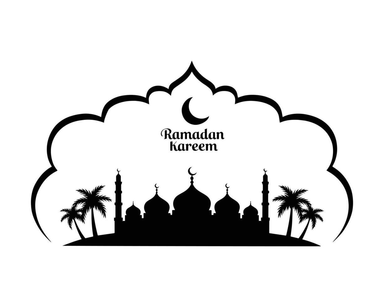 Ramadan Kareem Mosque Silhouette Design vector