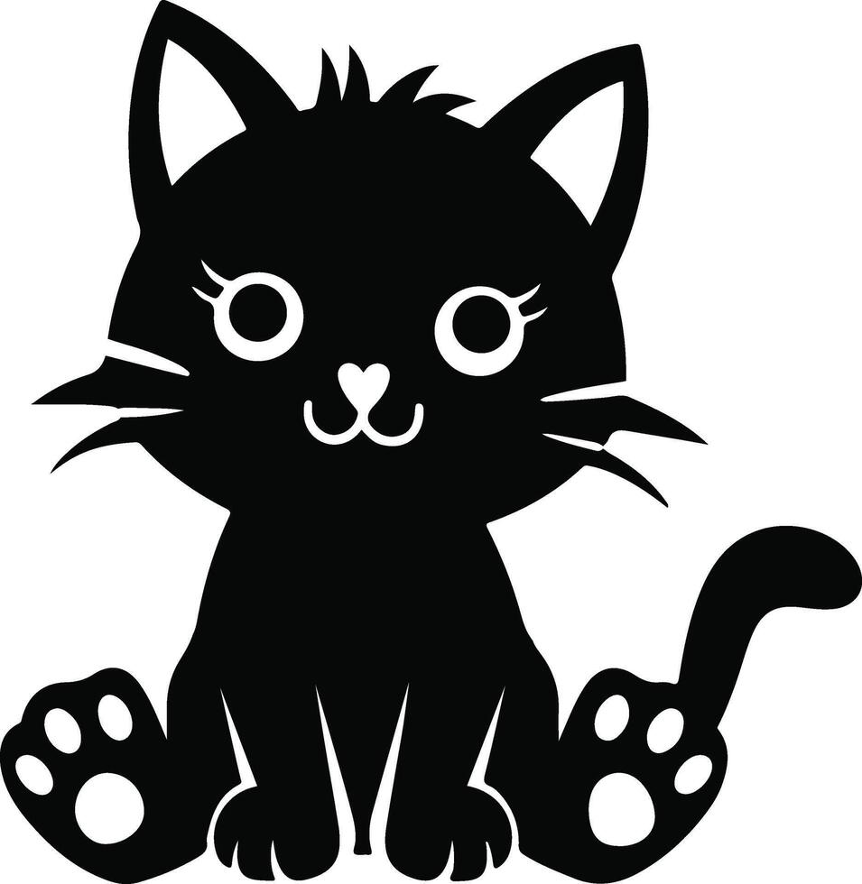 Black Cat Icon Silhouette Art vector