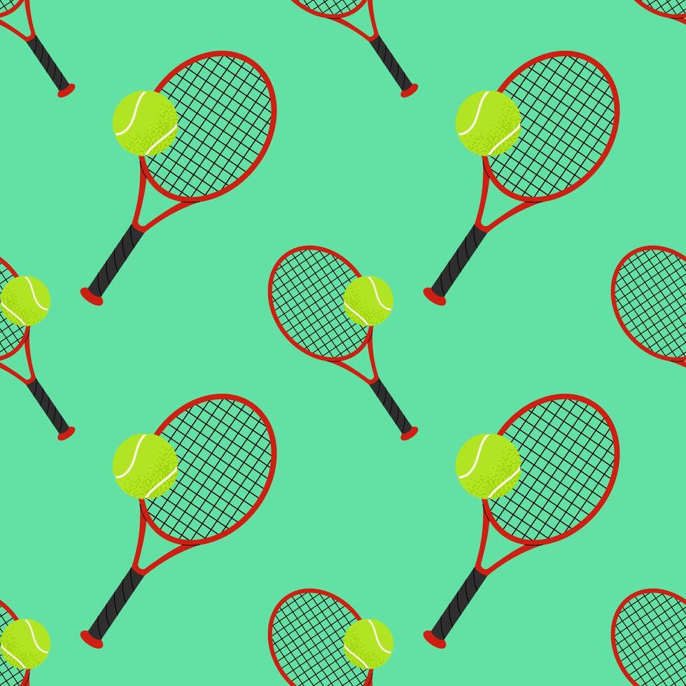 Tennis racket and ball. For sports themes, outdoor games and team activity concepts. Seamless pattern for textile, wrapping paper, background. vector
