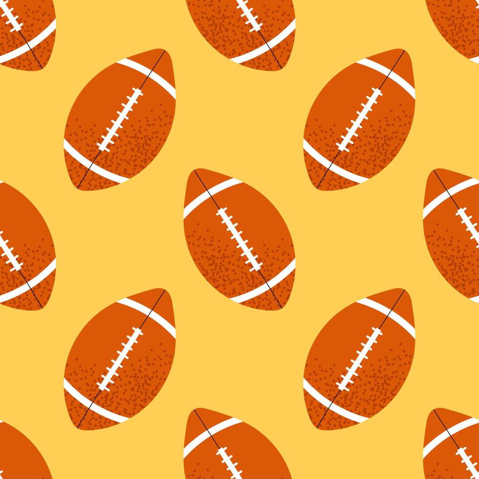 American football ball. For sports themes, outdoor games and team activity concepts. Seamless pattern for textile, wrapping paper, background. vector