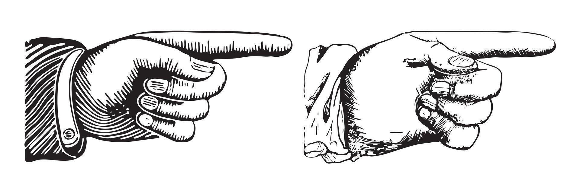 Two hands pointing at each other vector