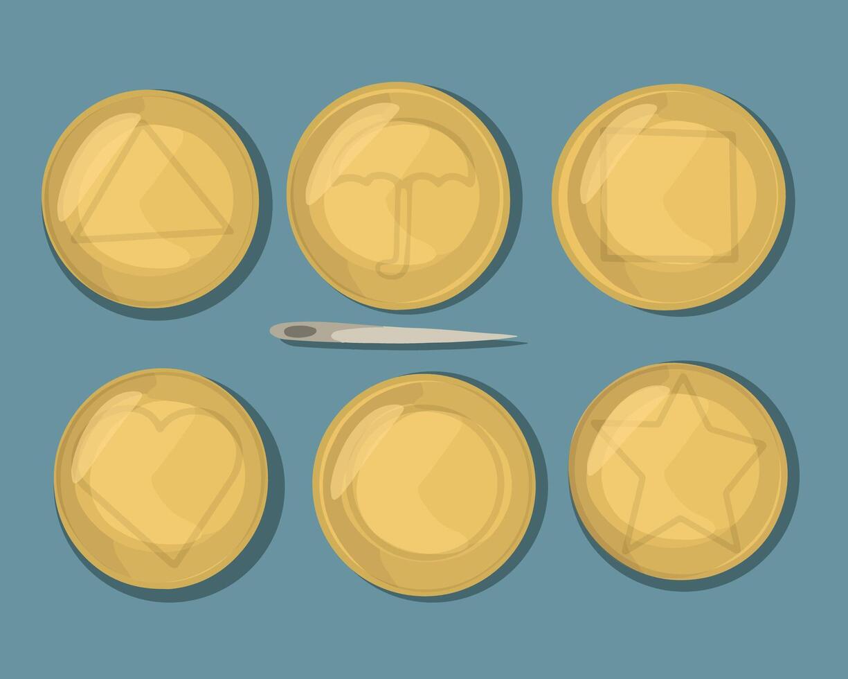 Illustration of a set of Korean game dalgona. vector