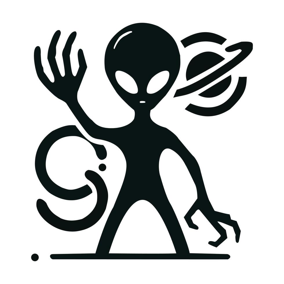 A fun and playful alien character, great for kids' apps, games, or social media content. vector