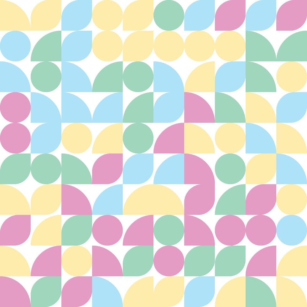 Bauhaus Style geometric pattern circle and leaf shape in easter color vector