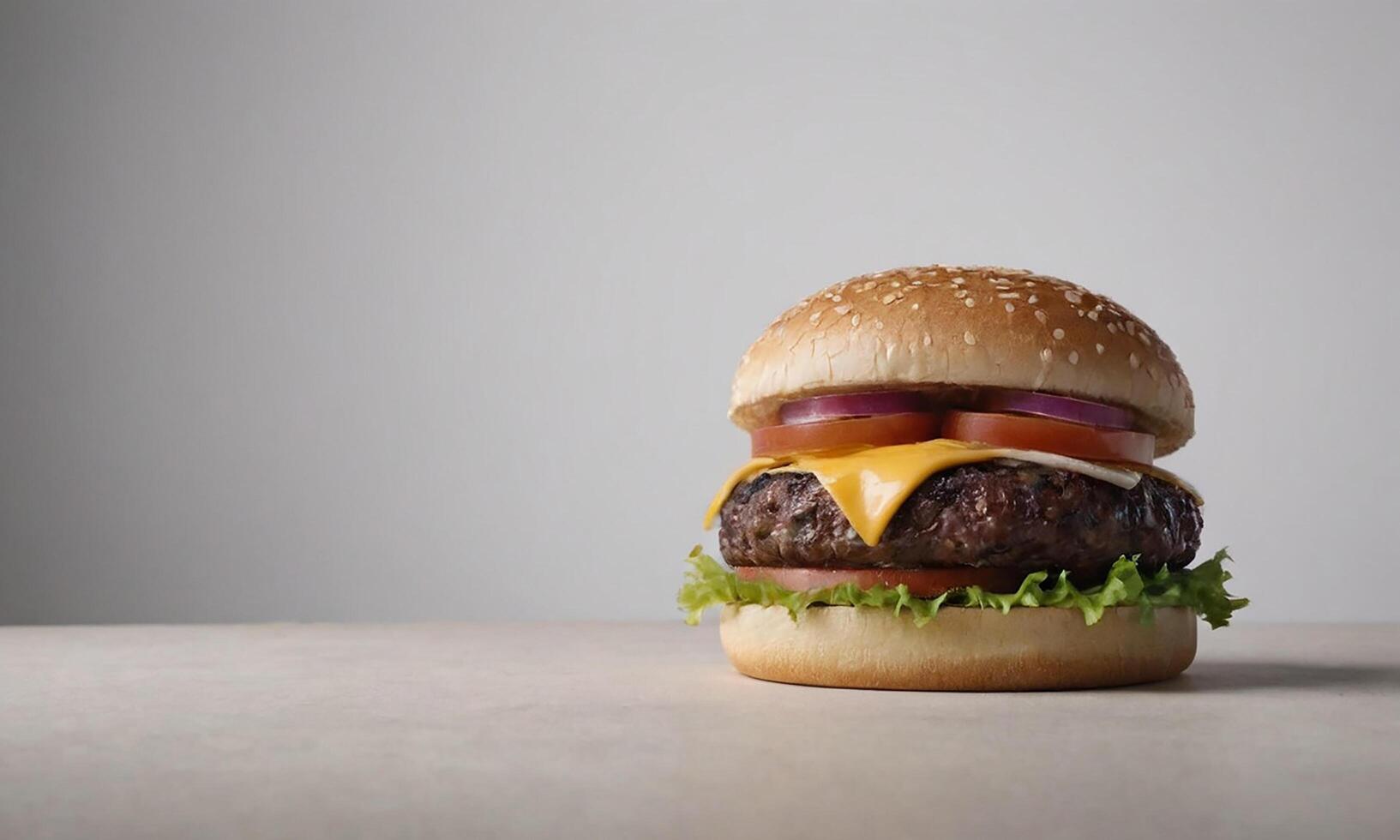 Delicious Juicy Hamburger Display photo