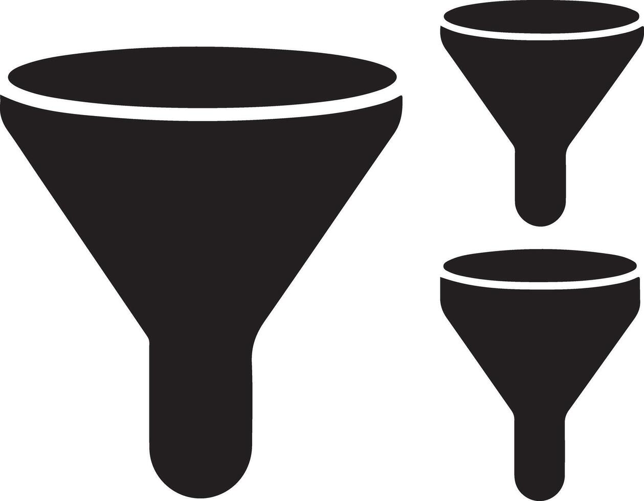 Editable Funnel Silhouette Icons for Infographics vector