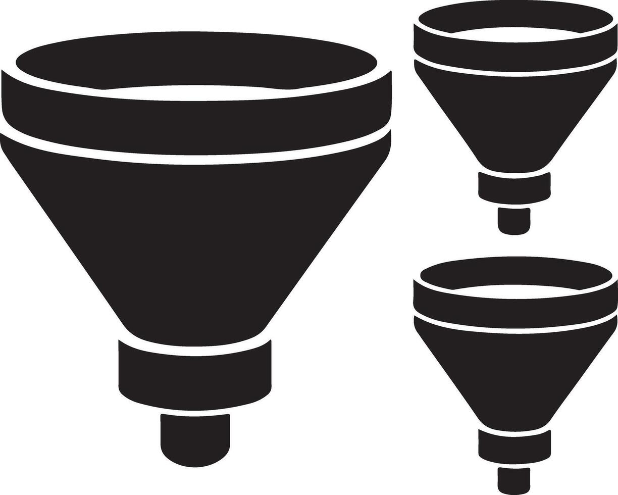 Funnel Silhouette Icons Set for Business and Sales vector