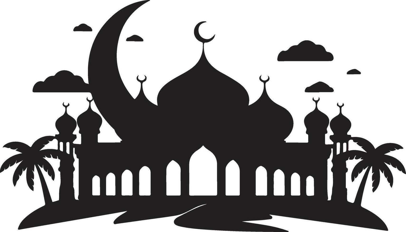 Islamic Mosque and Crescent Moon Design vector