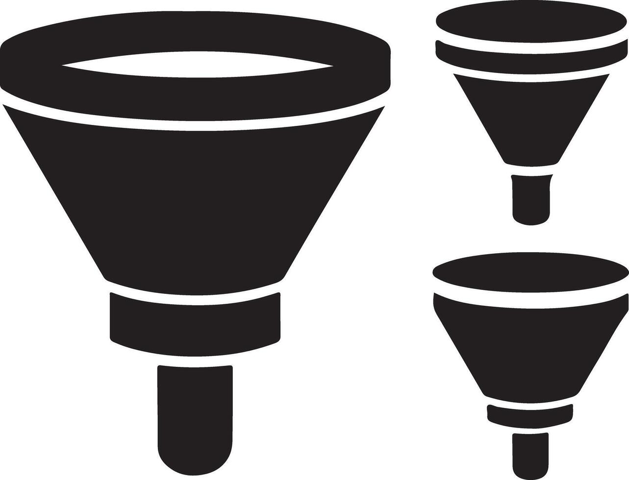 Collection of Funnel Icons Silhouette Graphics vector