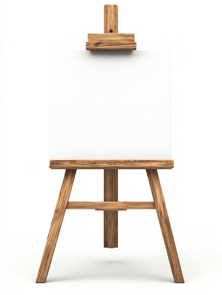 Empty wooden easel ready for creative art projects. photo