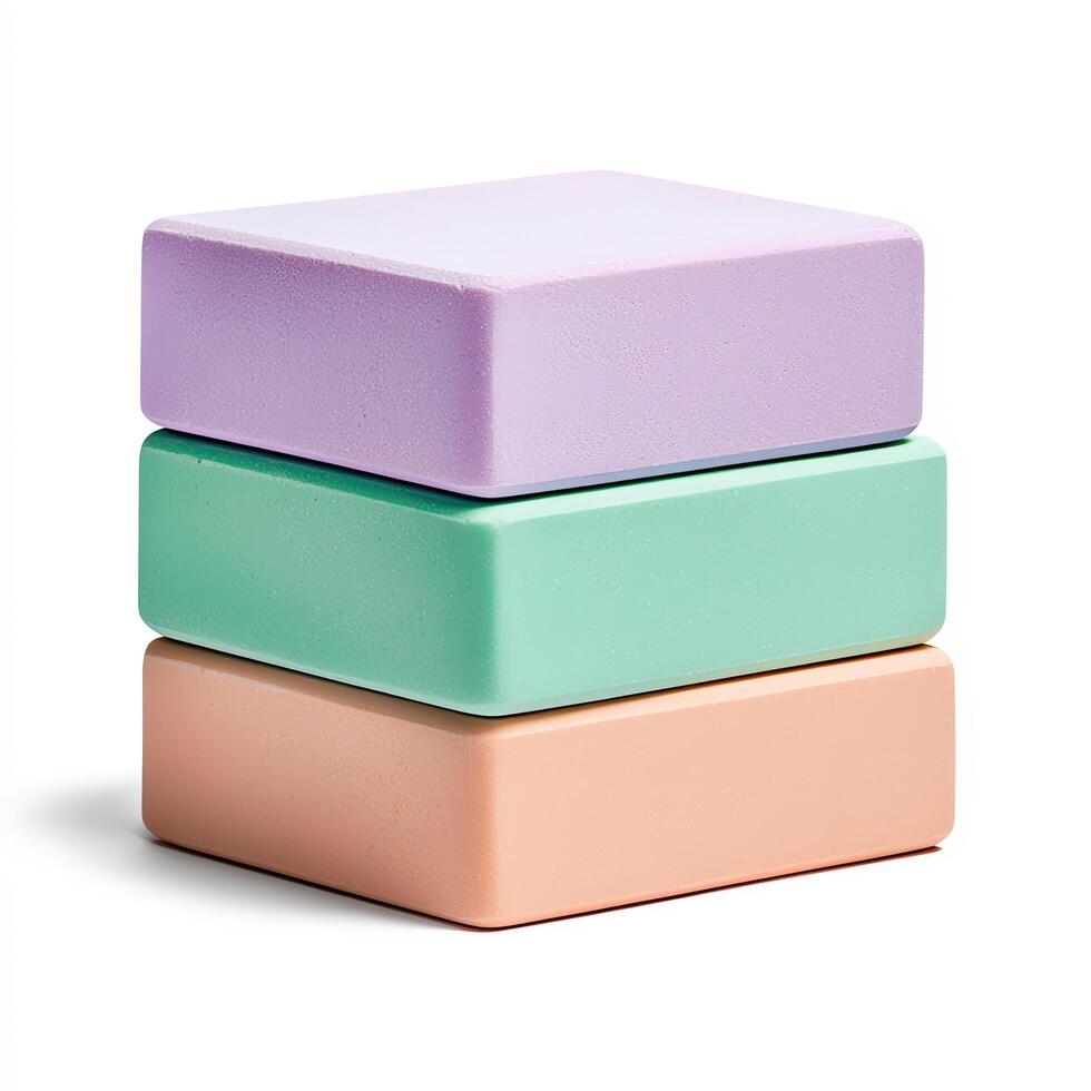 Colorful stacking blocks arranged creatively for playful activities. photo