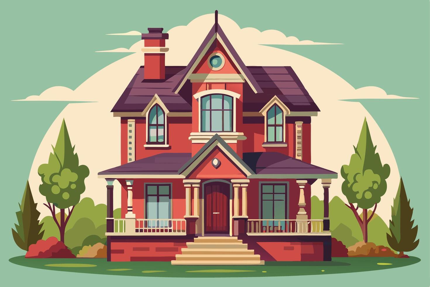 Charming Victorian-style house illustration. vector