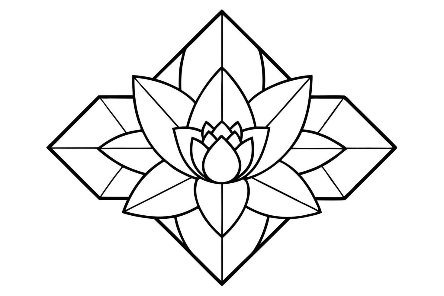 A Geometric Lotus Flower Line Art Design vector