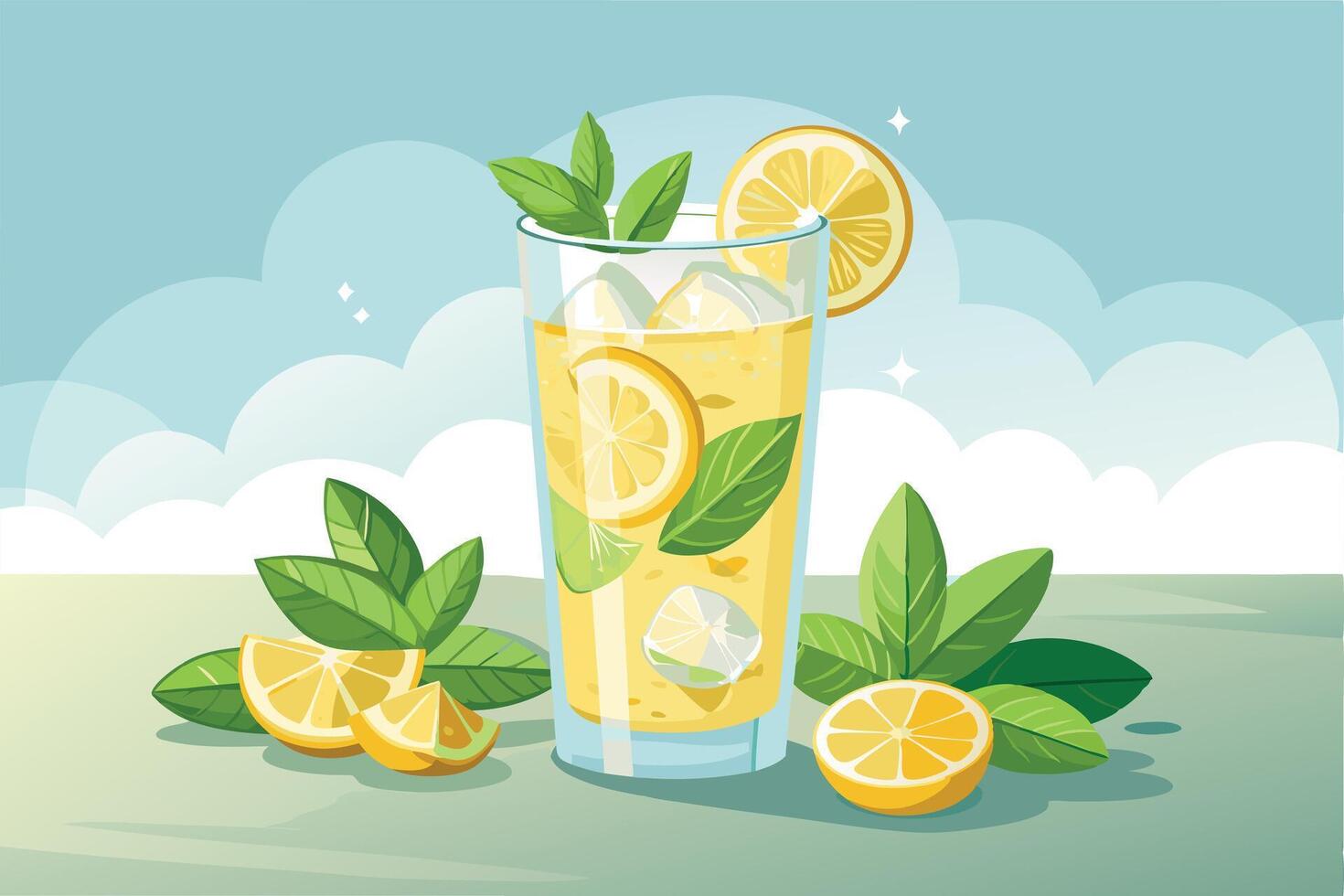 A Refreshing summer lemonade in a glass, perfect for a hot day. vector