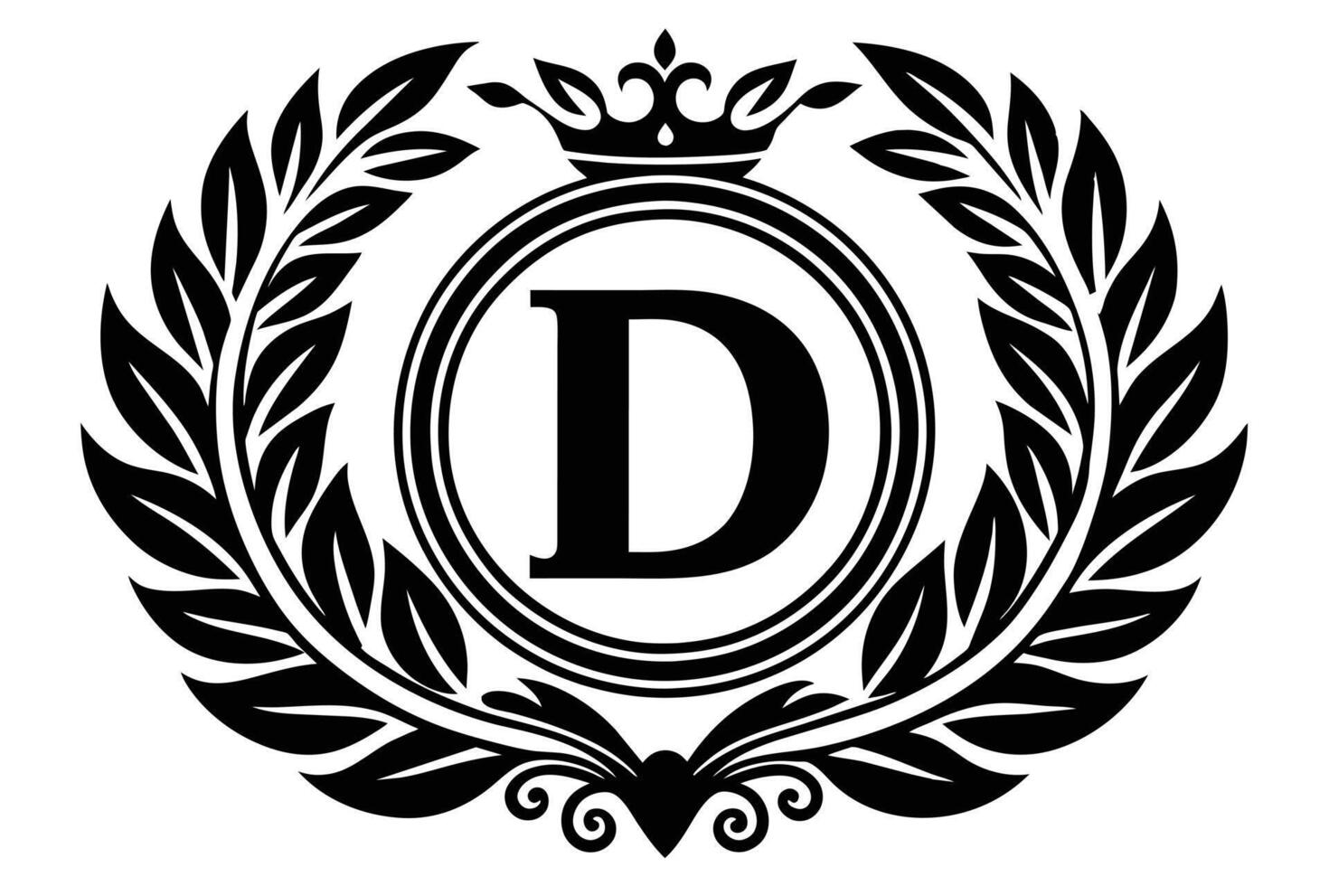A Monogram D with Laurel Wreath Design vector