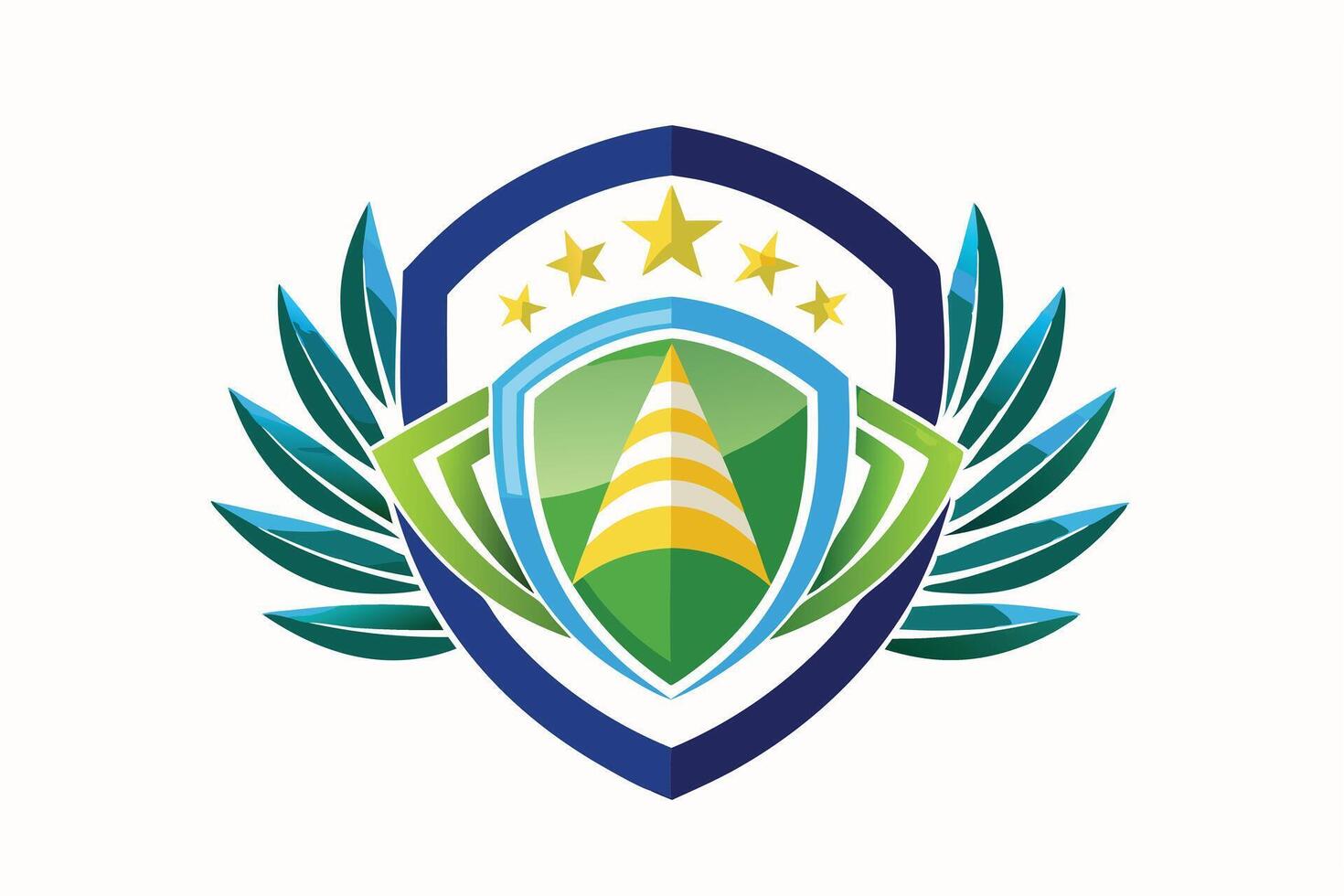 A Colorful emblem with wings and shield, a symbol of protection and success. vector