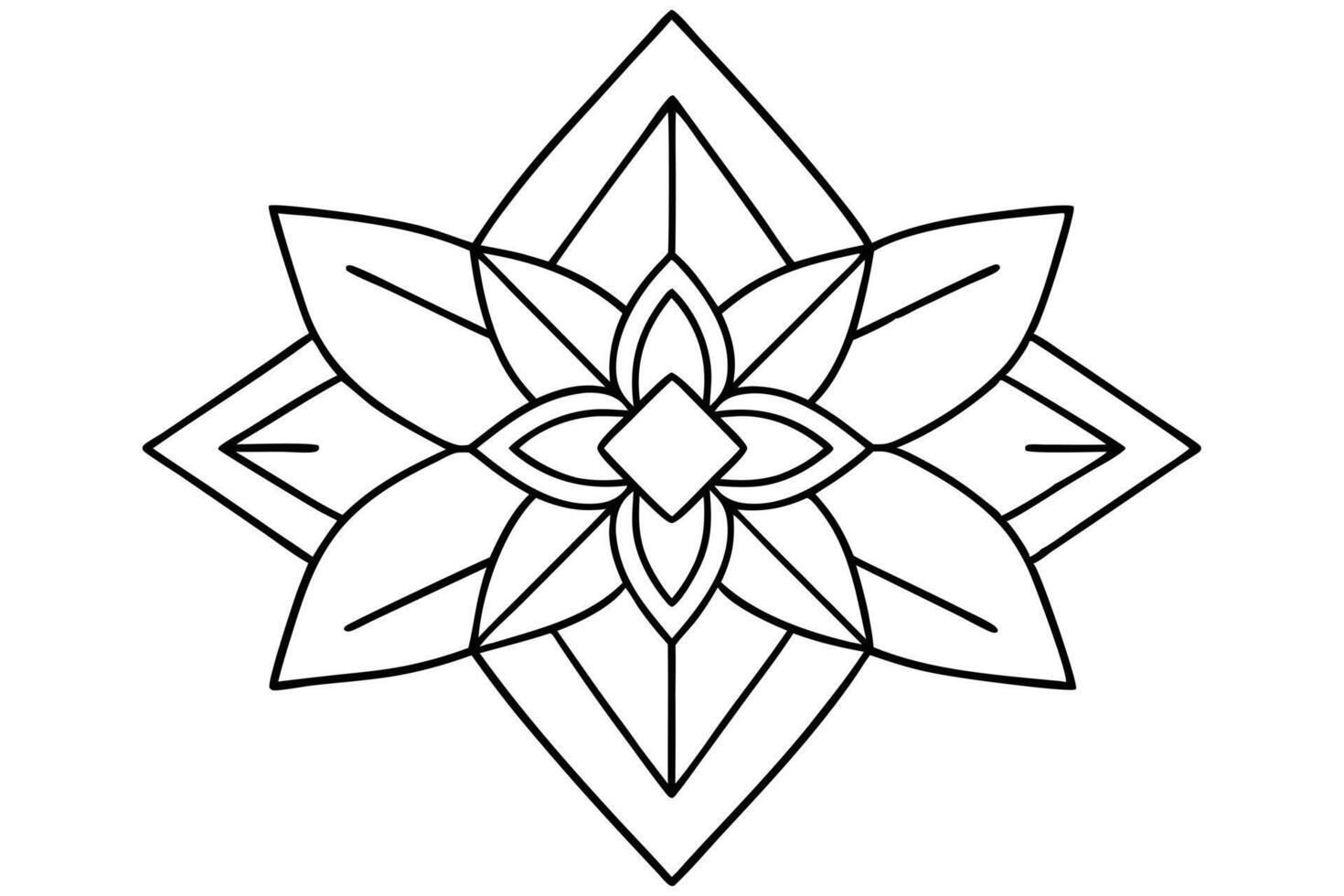 Geometric Lotus Flower Line Art Design vector
