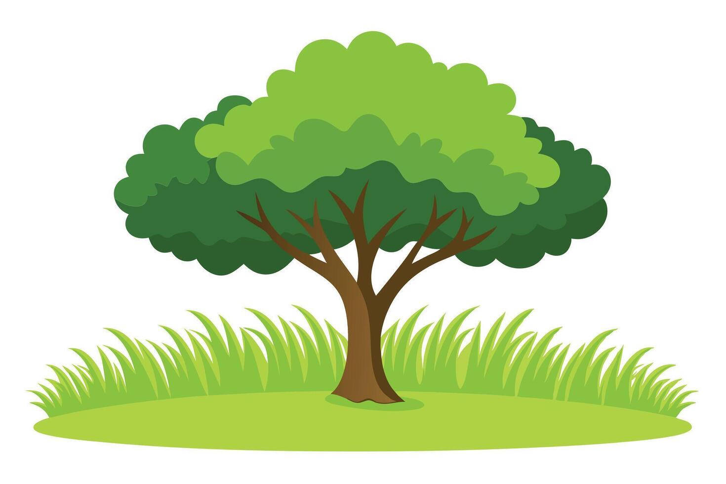 A Vibrant Illustration of a Tree and Grassy Hill vector