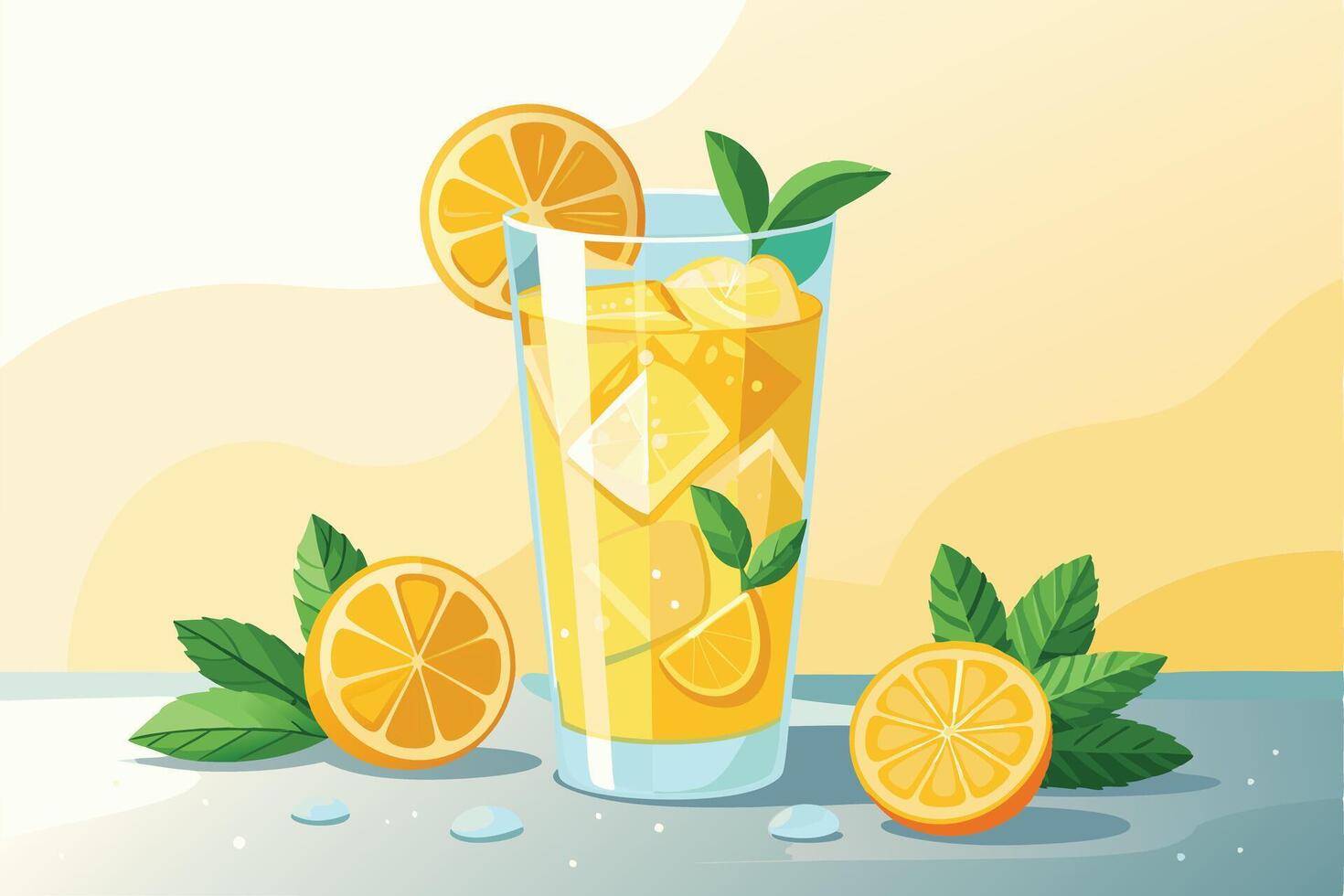 Refreshing summer lemonade in a glass, perfect for a hot day. vector