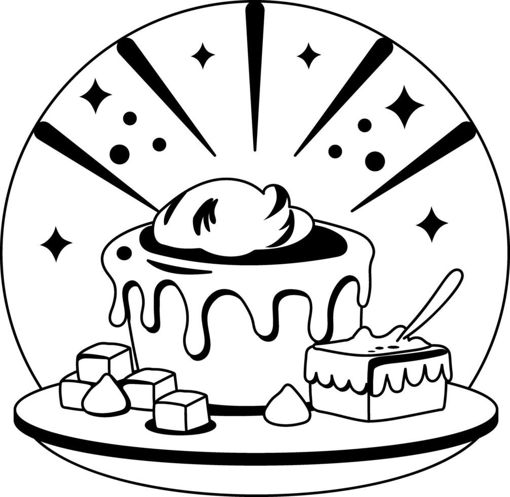 A glyph illustration of sweet caramel cake vector