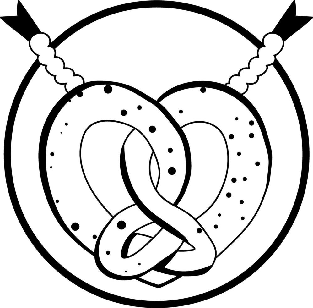 A glyph style illustration of delicious pretzel vector