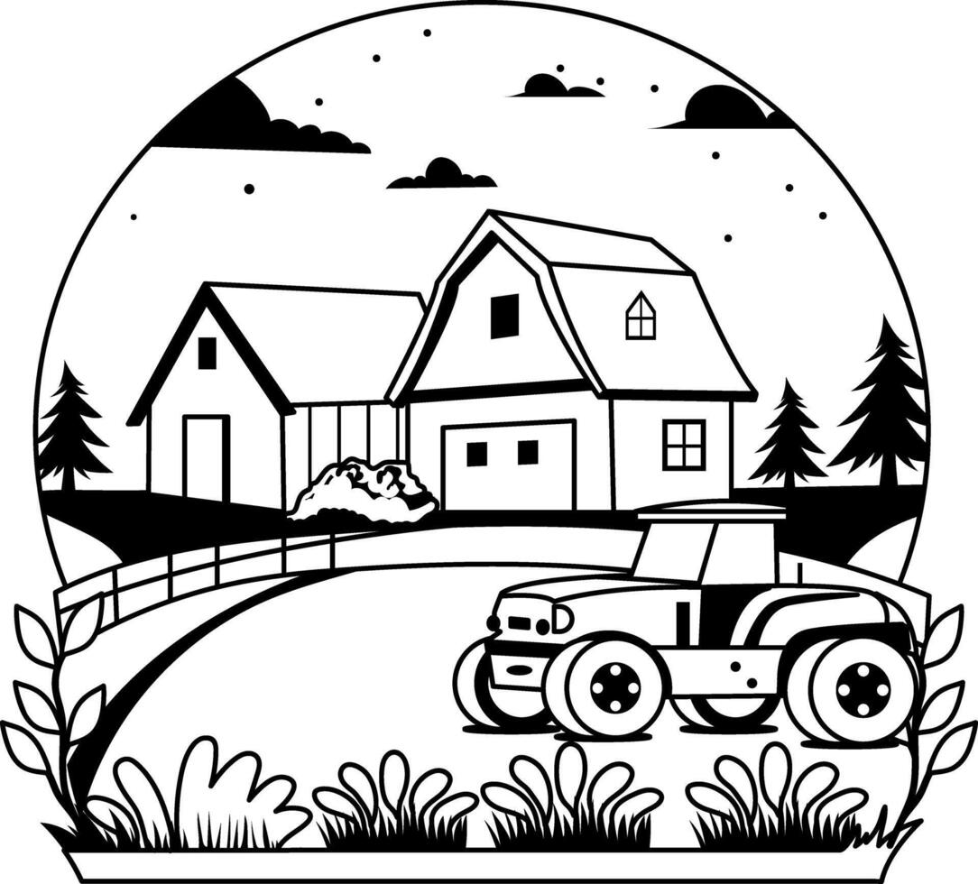 A glyph illustration of a farmhouse vector