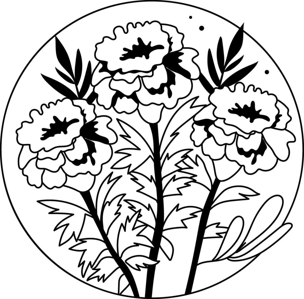 A glyph illustration of marigold flowers vector
