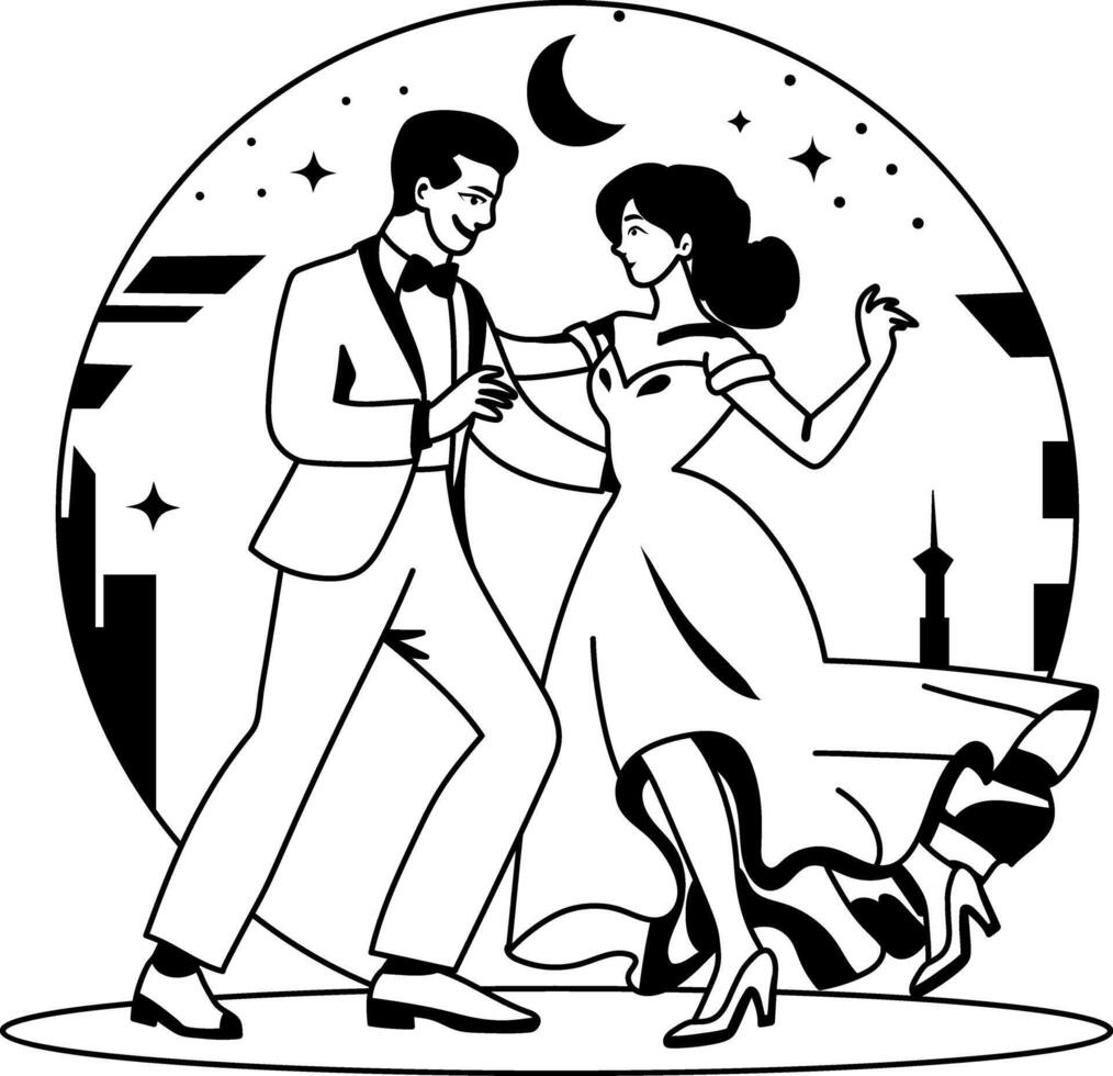 A glyph illustration of romantic couple dance vector