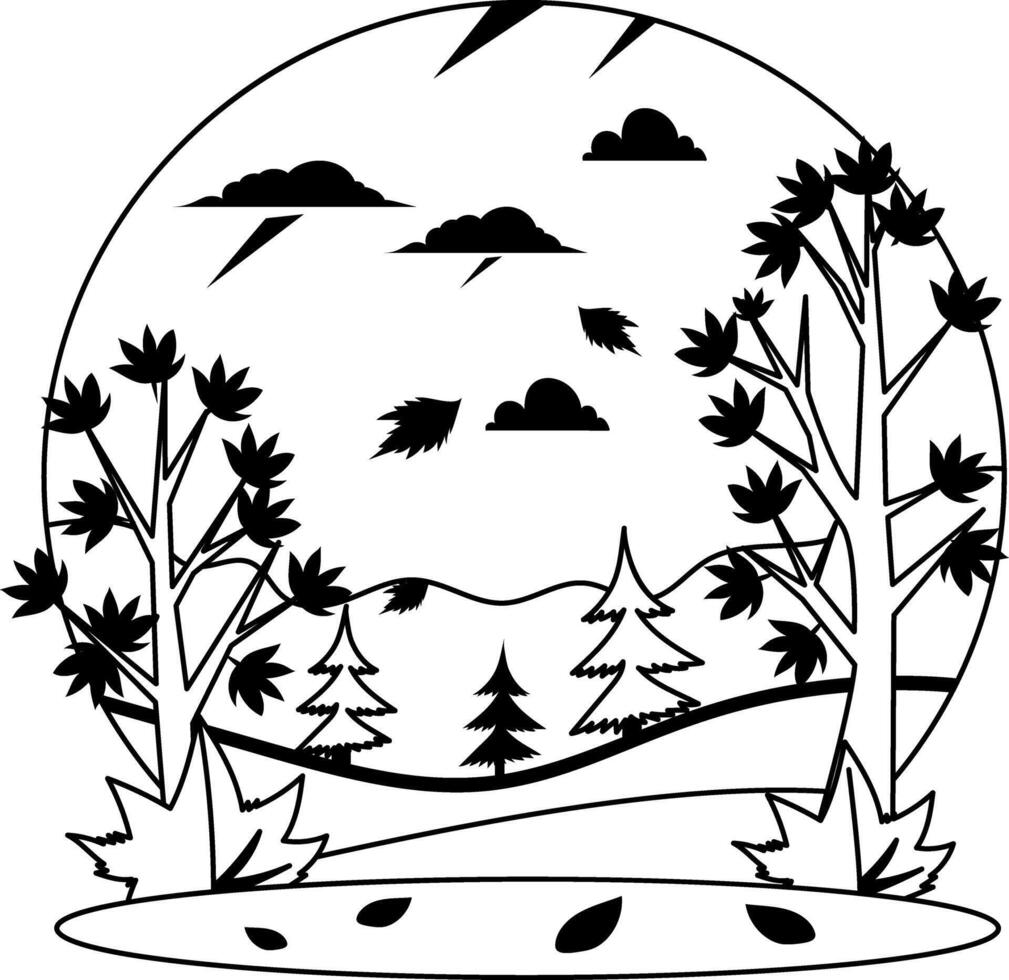A glyph illustration of peaceful autumn night vector