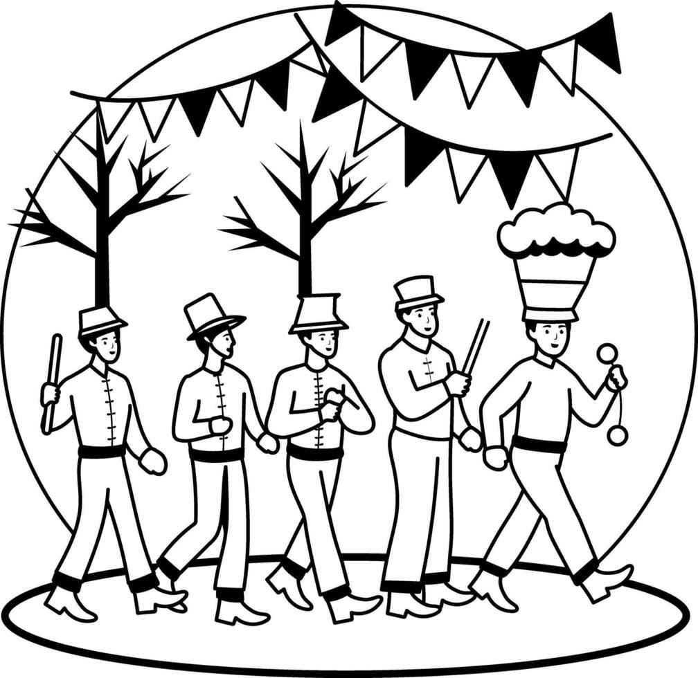 A glyph illustration of festive marching band vector