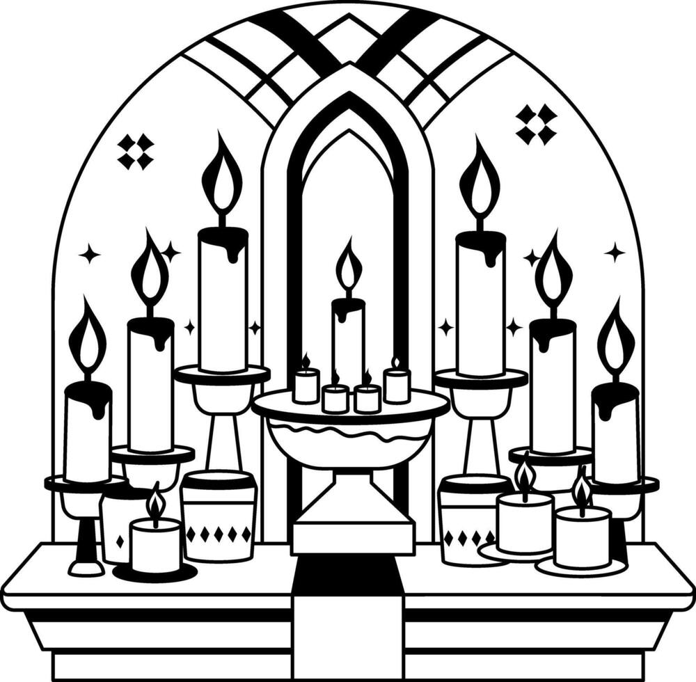 A glyph illustration of many candles vector