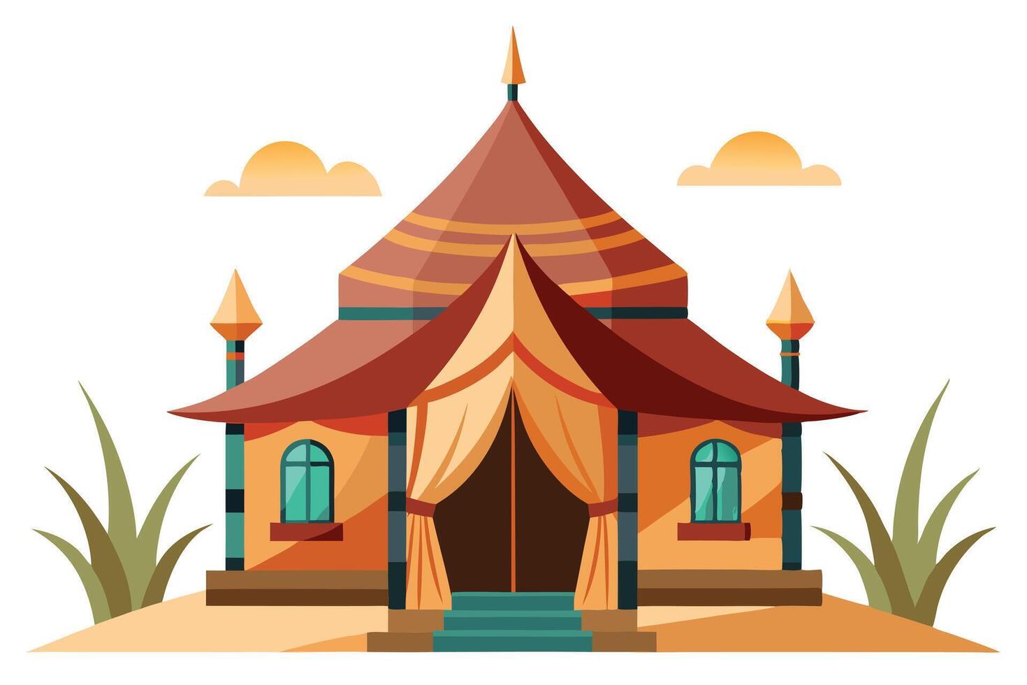Colorful Cartoon Illustration of a Traditional Desert Tent vector