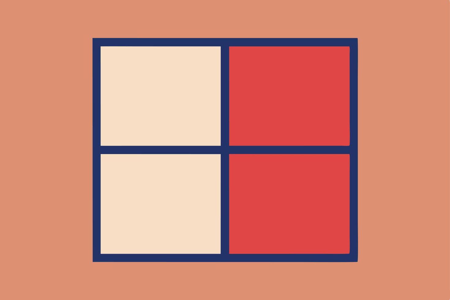 Geometric Abstract Composition of Red and Beige Squares vector