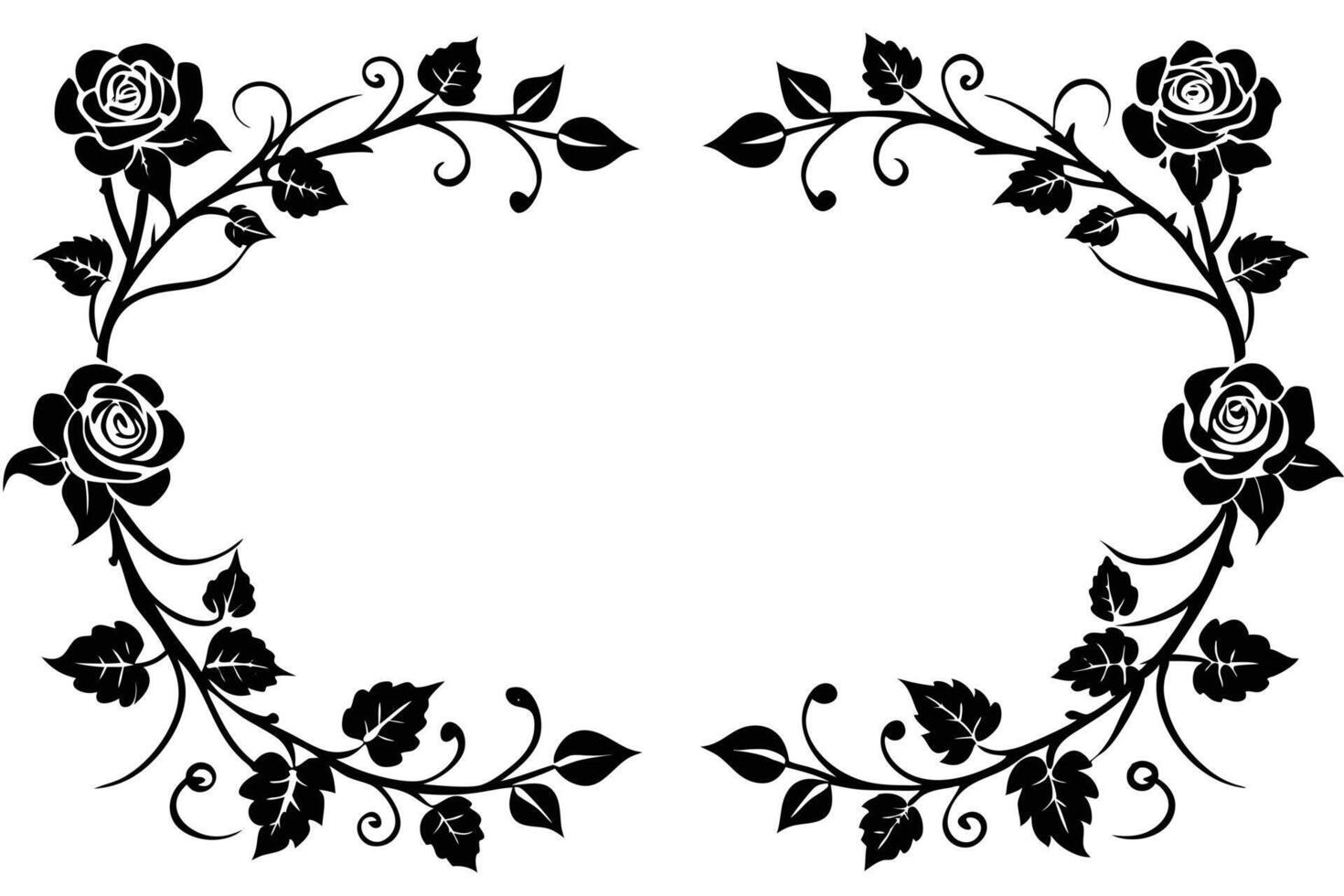 Black and White Rose Border Design vector