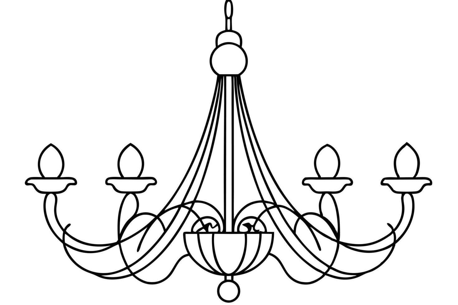 Elegant Black Line Drawing of a Luxurious Chandelier vector