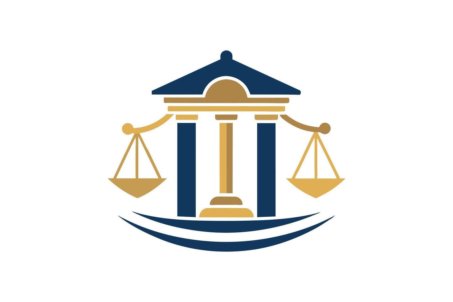 Law Firm Logo Featuring Courthouse and Scales of Justice vector