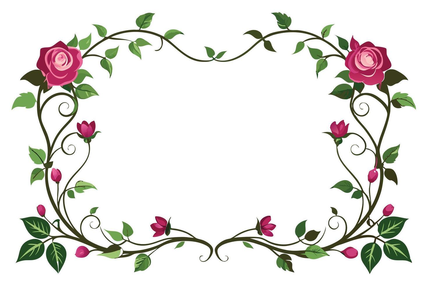 Rose and Vine Border Design vector