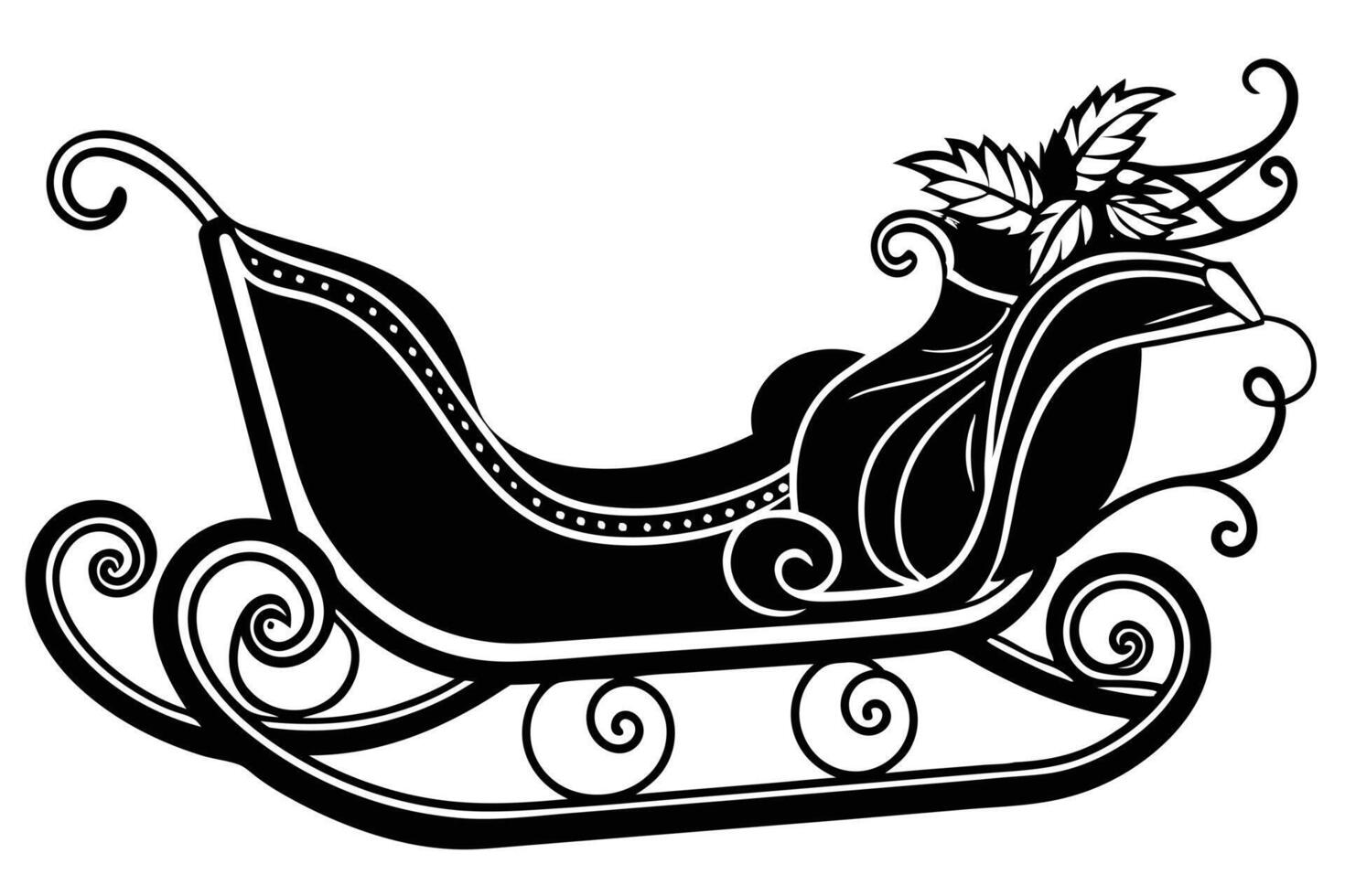 Ornate Black and White Santa's Sleigh Design vector