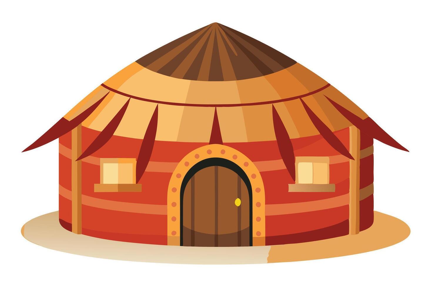 Colorful Illustration of a Traditional Round Hut vector