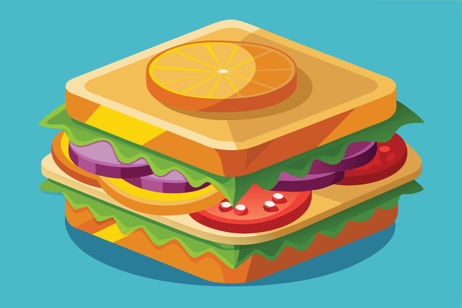 Cartoon Sandwich with Toppings vector