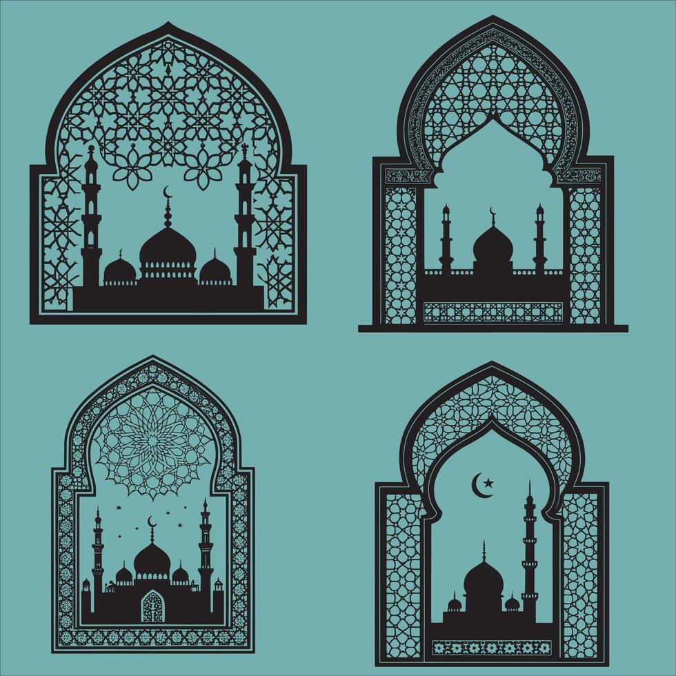 Arch window set vector