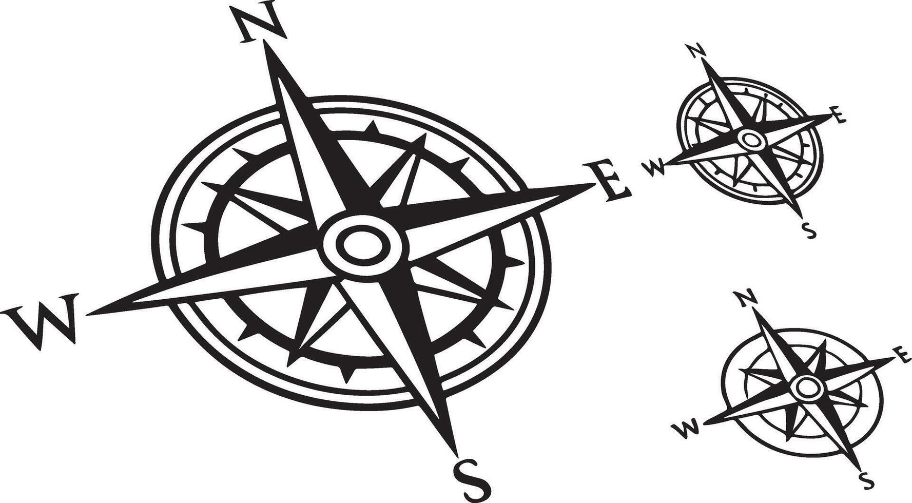 Compass Icon on Black and White Backgrounds vector